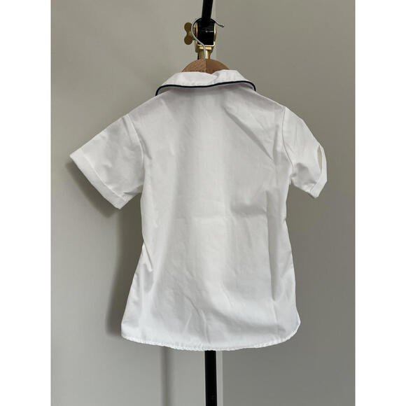 Vintage Imp Originals White Button Down Shirt | Navy Trim | Made in USA - Picture 2 of 5